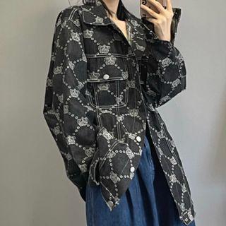 Crown Print Denim Shirt