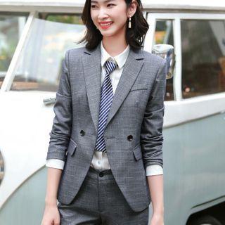 Double-breasted Blazer / Pencil Skirt / Straight-cut Pants / Shirt / Set