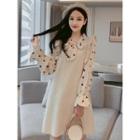 Heart Panel Long-sleeve A-line Dress