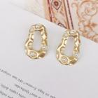 Non-matching Metal Stud Earring 1 Pair - S925 Silver Earring - Gold - One Size