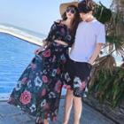 Couple Matching Short-sleeve T-shirt / Floral Shorts / Top / Maxi Skirt / Set