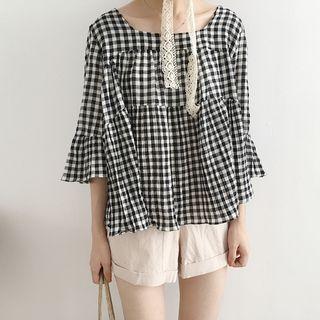 Check 3/4 Sleeve Top