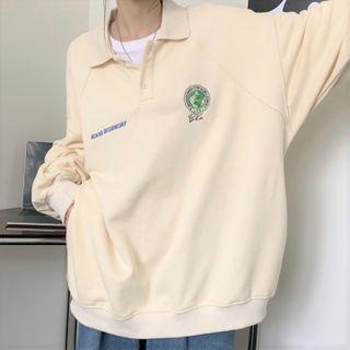 Embroidered Polo Sweatshirt Almond - One Size