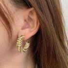 Rhinestone Drop Earring 1 Pair - Earring - Zircon - Gold - One Size