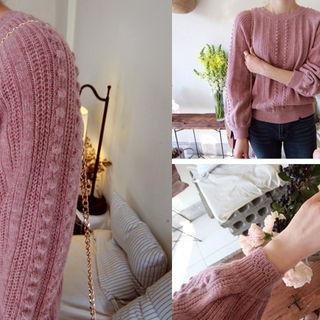 Raglan-sleeve Textured Knit Top