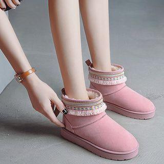 Fringed Embroidered Short Snow Boots