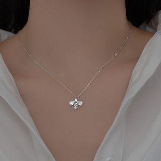 Bee Rhinestone Pendant Sterling Silver Necklace S925silver Necklace - Silver - One Size