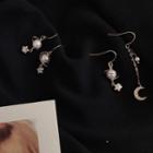 Non-matching Crescent & Star Faux Pearl Drop Earring / Clip On Earring