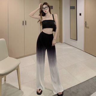 Elastic Tube Top / Gradient Wide-leg Pants