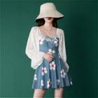 Flower Print Long-sleeve Swimdress