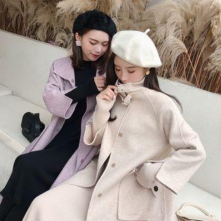 Collared Snap Button Midi Coat