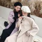 Collared Snap Button Midi Coat