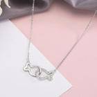 925 Sterling Silver Rhinestone Fish Pendant Necklace Ns292 - One Size
