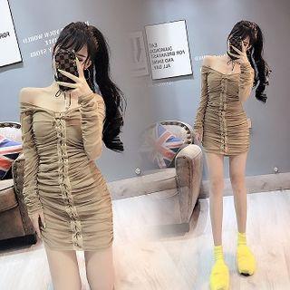 Lace Up Long-sleeve Mini Sheath Dress
