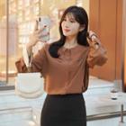Puff-sleeve Layered-collar Blouse