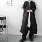 Plain Single-breasted Trench Coat Black - One Size