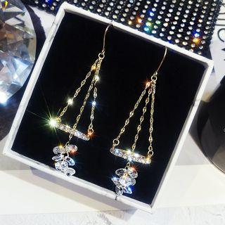 Rhinestone Drop Hook Earring 1 Pair - As Shown In Figure - One Size