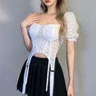 Short-sleeve Asymmetrical Corset Top