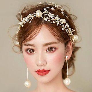 Wedding Set: Floral Hair Band + Drop Earring