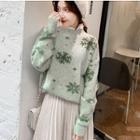 Snowflake Pattern Lace Collar Sweater
