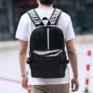 Faux Leather Stripe Backpack