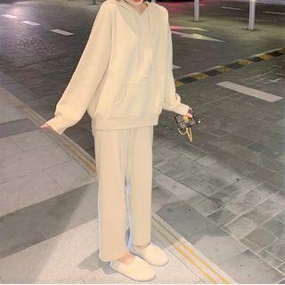 Set: Plain Hoodie + Straight Leg Sweatpants
