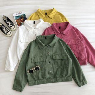 Double-pocket Single-breasted Long-sleeve Cargo Jacket
