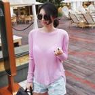 Round-neck Dip-back Sheer Top