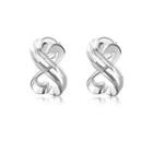 14k Italian White Gold Diamond Cut Infinity Symbol Heart-designed Promise Stud Earrings
