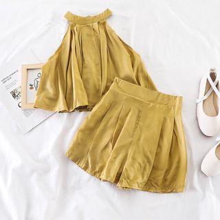 Set: Halter Top + Wide-leg Shorts