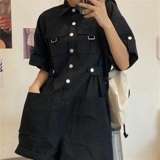 Button-up Short-sleeve Playsuit