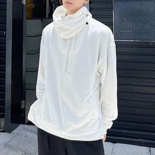 Long-sleeve Stand-collar Plain Sweatshirt