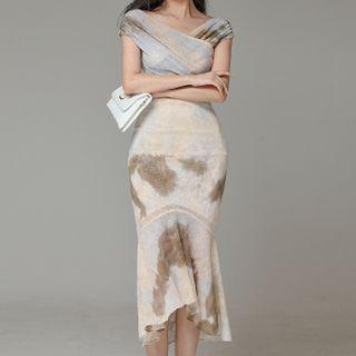 Set: Cap-sleeve Tie-dye Top + Midi Mermaid Skirt