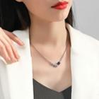 Geometric Sterling Silver Necklace Dark Blue & Silver - One Size