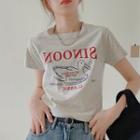Short-sleeve Duck Print Lettering T-shirt