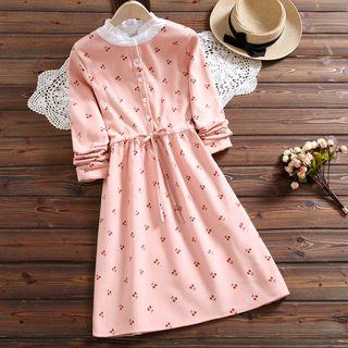 Cheery Print Midi A-line Shirtdress