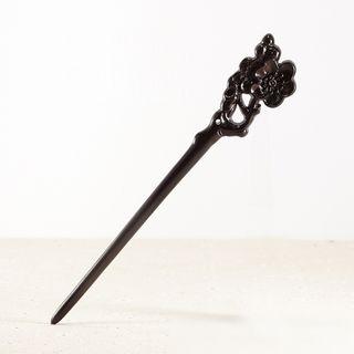 Floral Wooden Hair Stick Dark Brown - One Size