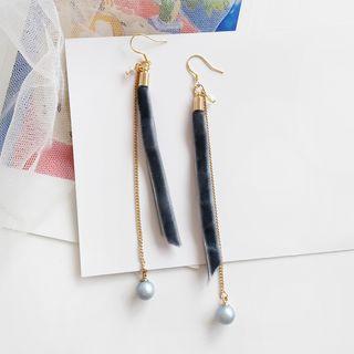 Faux Pearl Fabric Fringed Earring