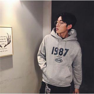 Couple Long-sleeve Lettering Hooded Top