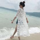 Elbow-sleeve Lace Longline Light Jacket