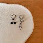 Cherry Asymmetrical Alloy Fringed Earring 1 Pair - Black & Silver - One Size