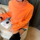 Turtle-neck Cuff-sleeve Knit Top