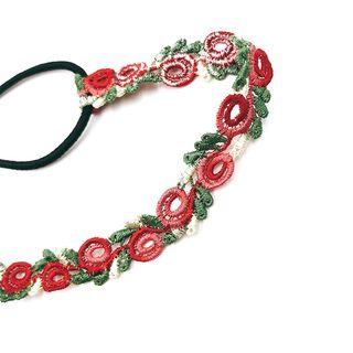 Embroidered Rose Headband Rose - One Size