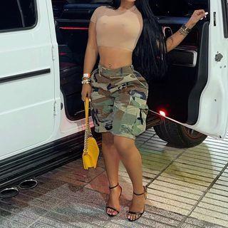 Camo Print Loose Fit Shorts