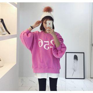 Balloon-sleeve Lettering Sweatshirt