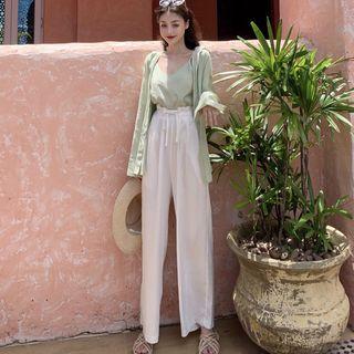 Light Jacket / Spaghetti Strap Top / Wide-leg Pants / Set