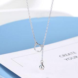 925 Sterling Silver Cat & Bell Pendant Necklace Silver - One Size