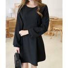 Round-neck Pintuck-waist Dress