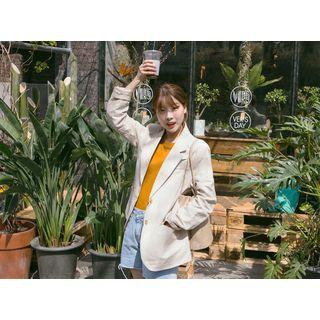 Linen Blend Single-breasted Blazer
