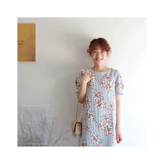 Floral Print Stripe Shift Dress